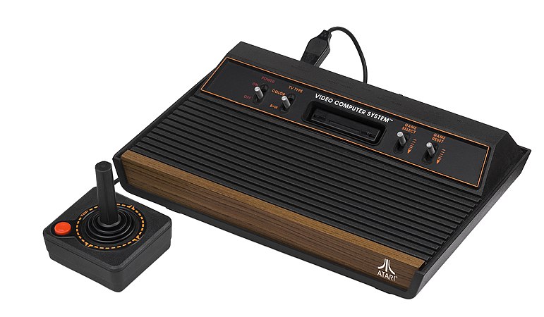 The Atari 2600 with joystick.