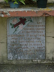 Plaque commémorative de la paroisse, chapelle du Calvaire.