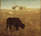 Albert Pinkham Ryder, Vaca roja vieja en el resplandor de la tarde, 1870-1875