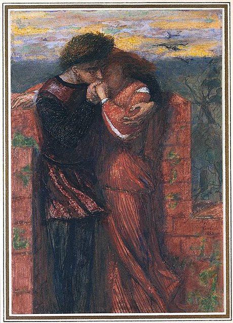 "The Lovers", acquerello di Dante Gabriel Rossetti, 1853