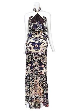 Fall 2004 Tom Ford evening dress for Yves Saint Laurent, printed silk 02