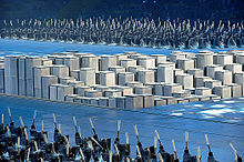 Dancing boxes representing movable-type printing blocks at the 2008 Summer Olympics opening ceremony Grey printing blocks during 2008 Summer Olympics opening ceremony.jpg