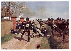 Preußisches Füsilier-Bataillon des „1. Garderegiment zu Fuß“ in der Schlacht bei Großgörschen am 2. Mai 1813