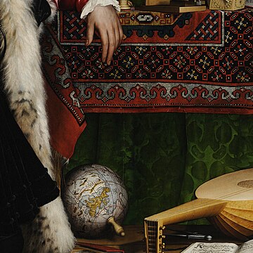 Hans Holbein le Jeune, Les Ambassadeurs, détail, 1533, National Gallery, Londres.