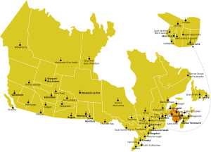 Karte der Kirchenprovinz Moncton