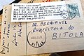Carte trouvée dans les ruines du bureau de poste, envoyée au Dr Abravanel à Bitola en 1963 par les Dr Renee Levy Abarbanel et Levi Slbator, avant de périr dans le tremblement de terre de juillet 1963.
