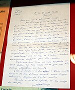 Carta enviada por Francisco Fernández del Riego na que se lle informa a súa obra Leria fora aprobada pola censura.