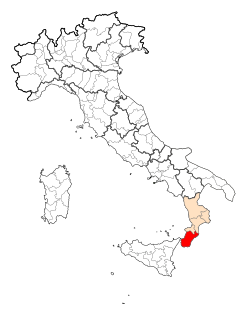 Map heichlichtin the location o the province o Reggio Calabria in Italy