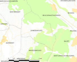 Mapa obce Domessargues