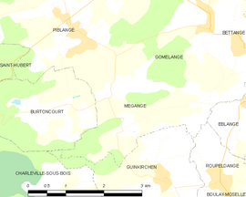 Mapa obce Mégange