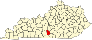 Map of Kentucky highlighting Metcalfe County