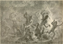 Raid on Grand Pre (1704) MassacreOfTheIndiansByOrderOfChurch.png