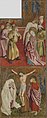 Kreuzaltar aus Polling, Flügelaußenseite: Die Kaiserin Helena befragt die Juden und Kreuzigung Christi (um 1450/60) (Alte Pinakothek)