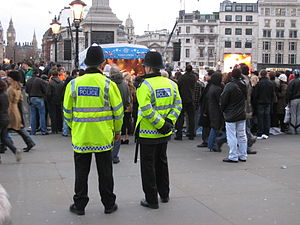 Metropolitan Police officers on patrol in Lond...