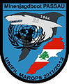 Das Einsatz-Wappen der Besatzung des Minenjagdbootes Passau aus dem 16., 17. und 18. Deutschen Einsatzkontingent UNIFIL Maritime Task Force.