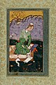 Rappresentazione di Mir Sayyid Ali di un giovane studioso dell'Impero oghul, mentre legge e scrive un commento sul Corano, 1559.