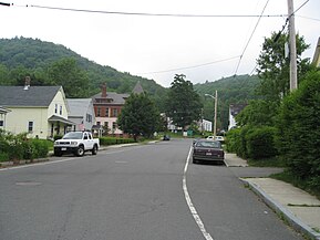 On Depot St. looking west towards town hall