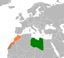 Карта с указанием местоположения Ливии и Марокко