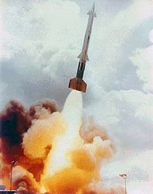 Launch of a US Army Nike Zeus missile, the first ABM system to enter widespread testing. NIKE Zeus.jpg