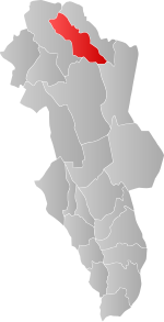 Mapa do condado de Hedmark com Tolga em destaque.