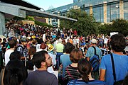 Demonstrators at the Occupy Austin protest on October 6, 2011