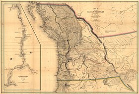 U.S. Navy Lieutenant Charles Wilkes' 1841 Map of the Oregon Territory from "Narrative of the United States Exploring Expedition". Philadelphia: 1845 Pacific-Northwest.jpg