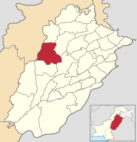 Location of Bhakkar District (highlighted in orange) within Punjab.