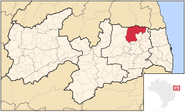 Ligging van de Braziliaanse microregio Curimataú Oriental in Paraíba