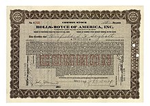 Share of the Rolls-Royce of America, Inc., issued 24 November 1925 Rolls-Royce of America, Inc. 1925.jpg