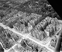 After two devastating world wars, the political climate favoured an international unity that could preserve peace in Europe effectively (Hamburg, after a massive Allied bombing in 1943 in the picture). Royal Air Force Bomber Command, 1942-1945. CL3400.jpg