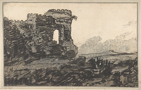 Castello diroccato, s.d., inchiosto nero su carta, Metropolitan Museum of Art, New York