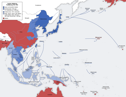 日本による占領地域の拡大（1937年から1942年）