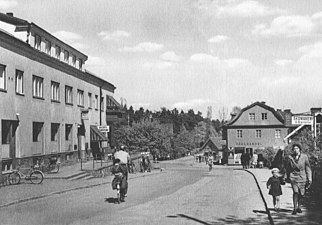Stockholmsvägen, vy ner mot Vasavägen, 1940-tal.