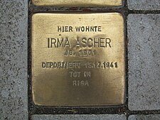 Stolperstein für Irma Ascher in Hannover