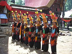Traditional song and dance at a funeral in Tana Toraja, Sulawesi, Indonesia