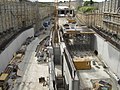 Tunnel Leutenbach: Im Anschluss an die bergmännische Bauweise wird die Betonschale für das Teilstück in offener Bauweise hergestellt