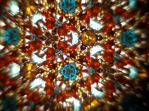 A multi-colored view of a kaleidoscope