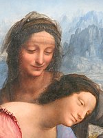 Gros plan sur les visages des deux femmes du tableau.