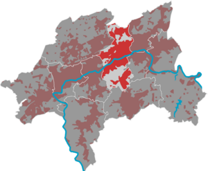 Lage des Bezirks Barmen in Wuppertal