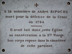 Plaque en l'église Saint-Eutrope, la Chapelle-Heulin.