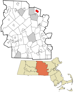 Location in Worcester County and the state of ماساچوست ایالتی.