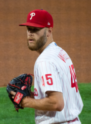 Zack Wheeler earned the win in Game 1. Zack Wheeler Phillies 2022.png