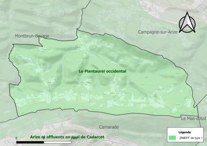 Carte de la ZNIEFF de type 1 sur la commune.