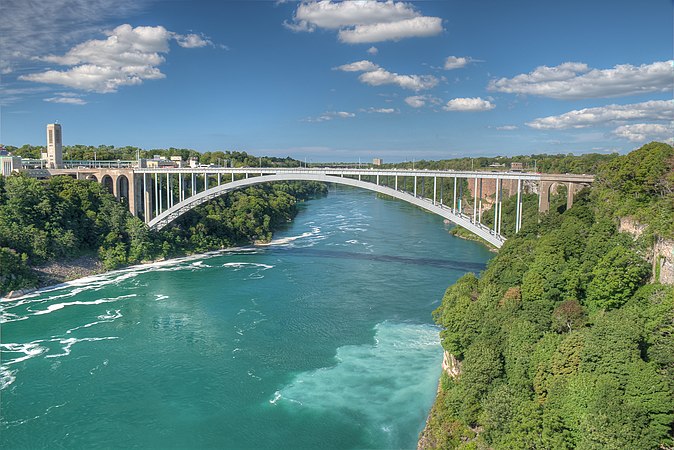 Rainbow Bridge connects America and Canada after the falls.