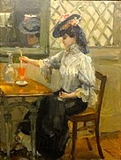 In het café, schilderij in Museum Gouda, bruikleen Stedelijk Museum Schiedam, óleo sobre tela, cerca de 1904