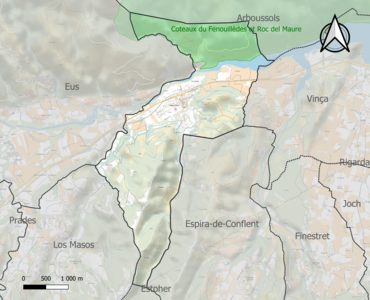 Carte de la ZNIEFF de type 1 sur la commune.