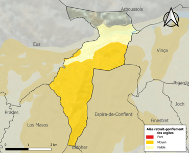 Carte des zones d'aléa retrait-gonflement des argiles.