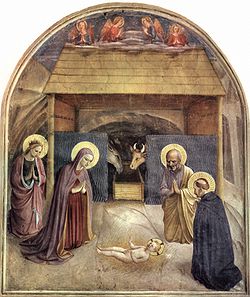 Adorazione del Bambino (Adoration of the Child) (1439-43), a mural by Florentine painter Fra Angelico.