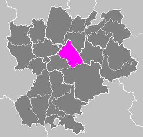 Arrondissement La Tour-du-Pin na mapě regionu Rhône-Alpes