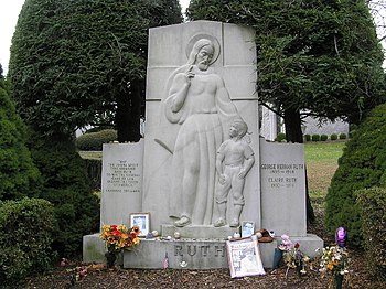 Babe Ruth's grave in Gate of Heaven Cemetery